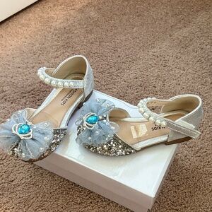 Kids Silver and Blue Dress Shoes